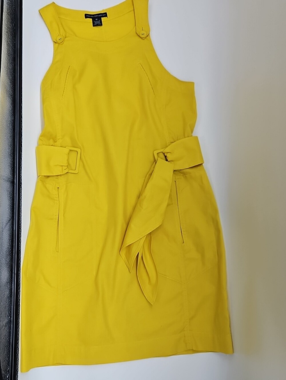 French Connection Sunny Yellow Sleeveless Belted Shift Dress Sz 10